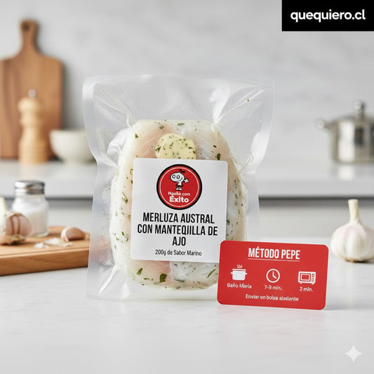 Merluza Austral con Mantequilla de Ajo y Finas Hierbas